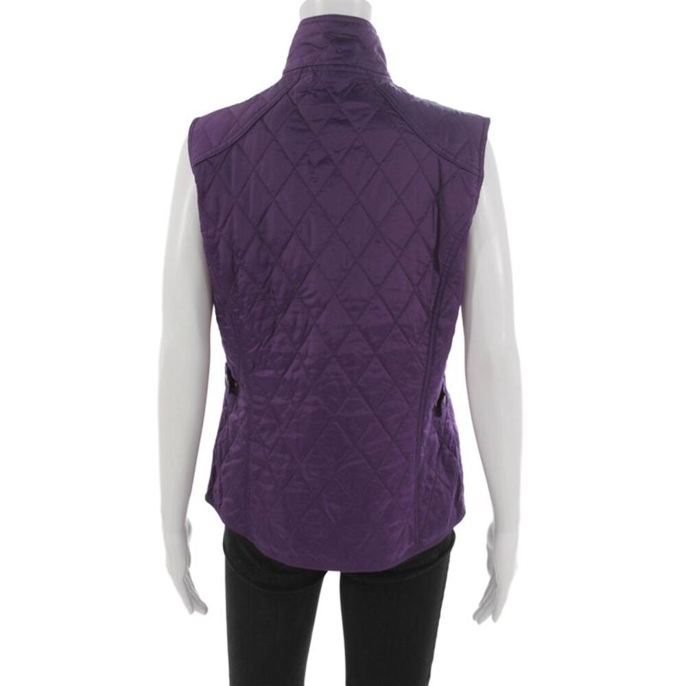 Barbour Women Purple Quilted Sleeveless Vest Argyle Polyamide Zip Size 8 - Picture 3 of 6